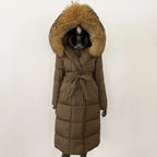 Elegant Women's Winter Down Coat with Fox Fur Hood