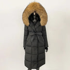 Elegant Women's Winter Down Coat with Fox Fur Hood