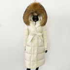 Elegant Women's Winter Down Coat with Fox Fur Hood