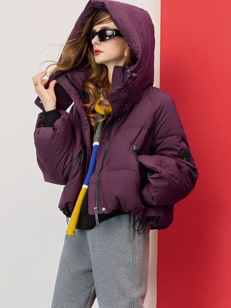 Elegant Women's Oversized Hooded Puffer Jacket