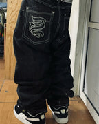 Embroidered Wing Pocket Boot Cut Jeans