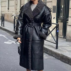 Elegant Faux Fur Leather Jacket - Winter Fashion Essential