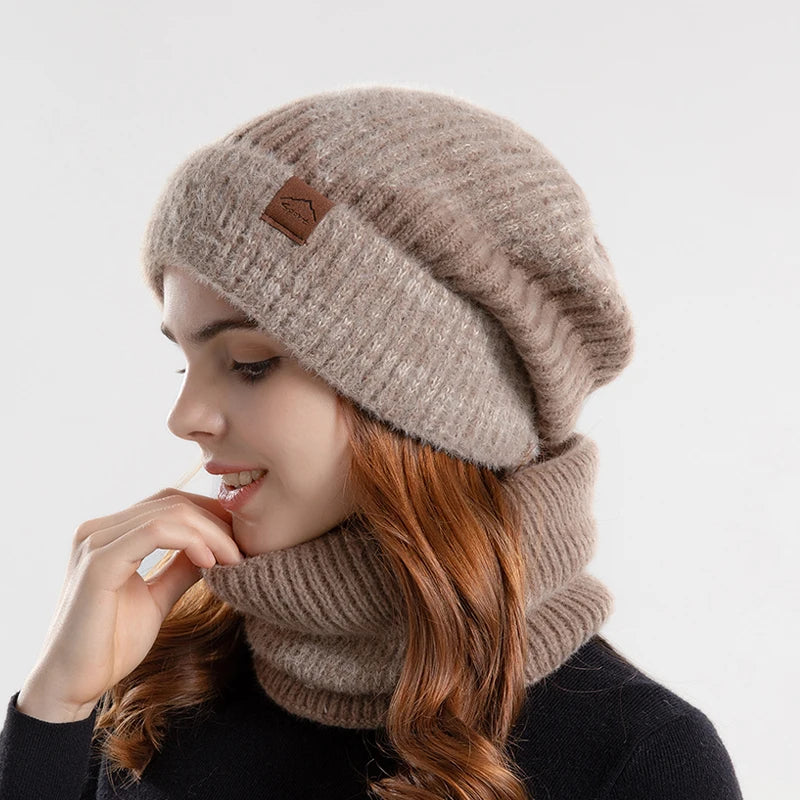 Elegant Winter Knit Hat & Scarf Set for Women