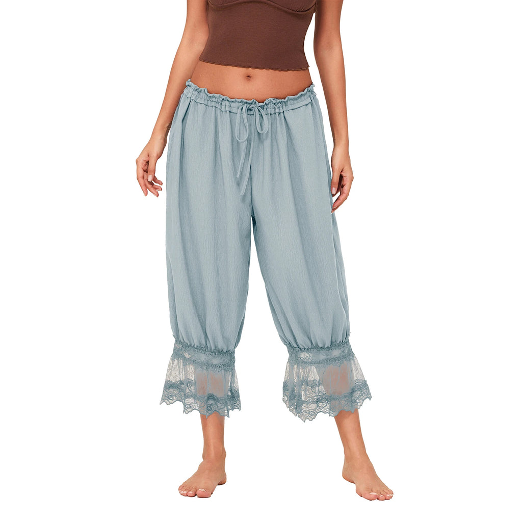 Elegant Lace Patchwork Bloomers - High Waist Comfort