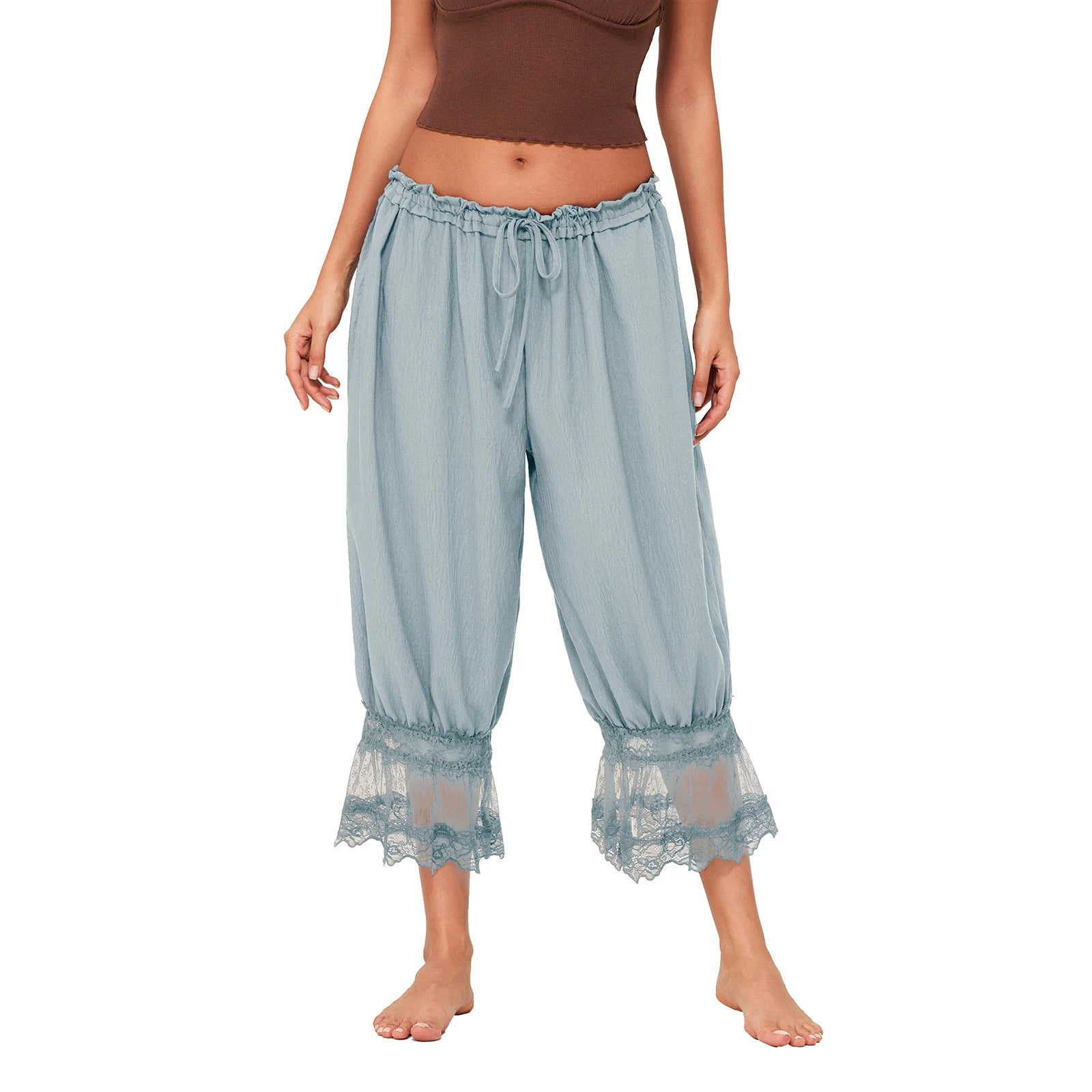 Elegant Lace Patchwork Bloomers - High Waist Comfort