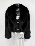 Elegant Faux Fur Feather Coat - Women's Winter Chic