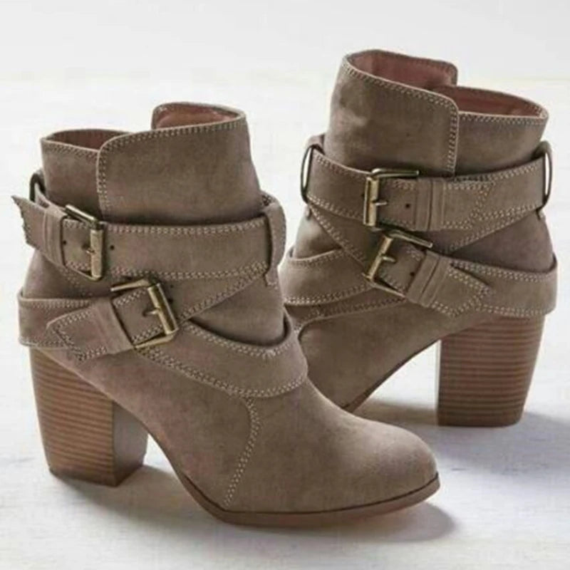 Versatile Winter Ankle Boots with Buckle Detail