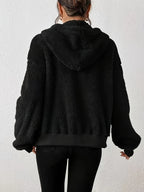 Jaqueta de moletom com capuz feminino outono e inverno com zíper de veludo cardigan top preto cinza solto ajuste