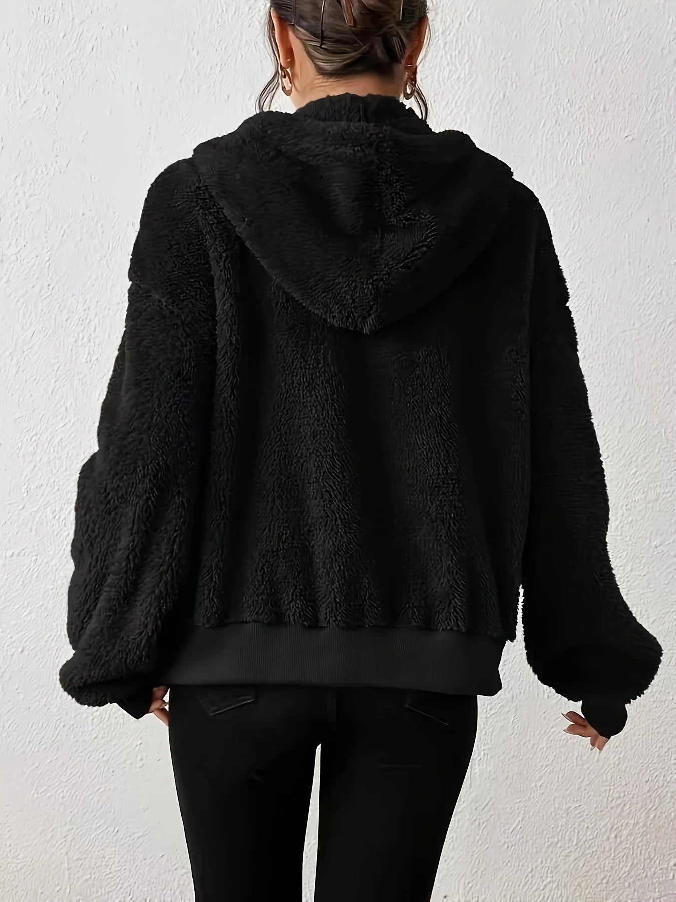 Jaqueta de moletom com capuz feminino outono e inverno com zíper de veludo cardigan top preto cinza solto ajuste