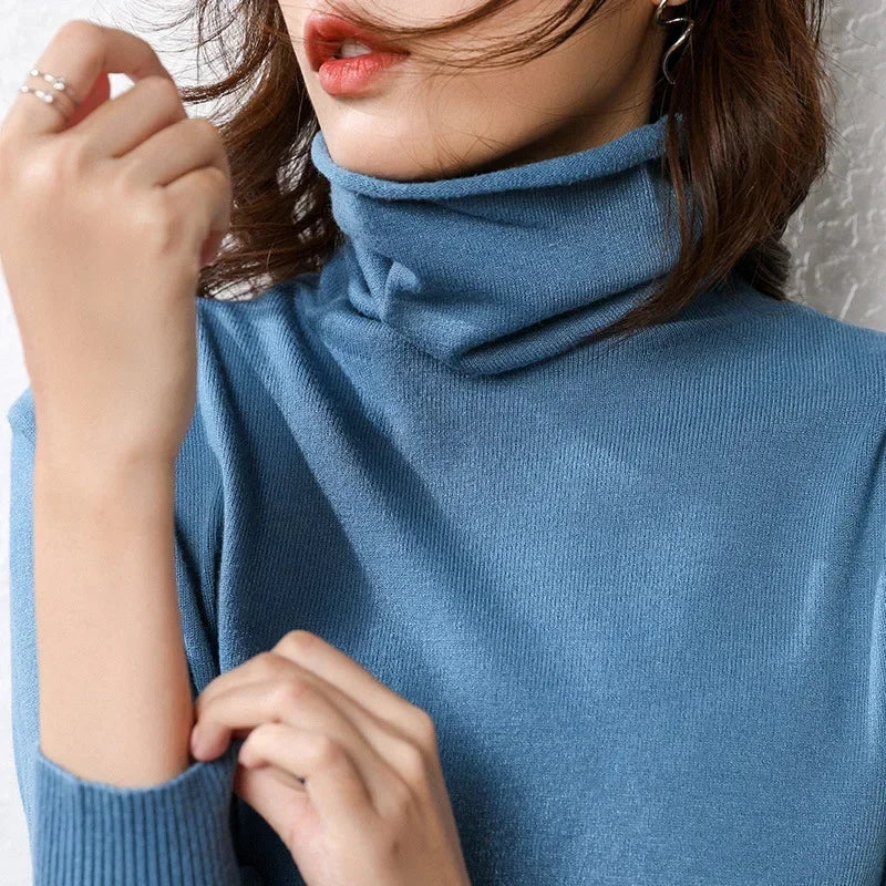 Elegant Turtleneck Slim Fit Women's Knit Sweater