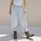 Elegant Lace Patchwork Bloomers - High Waist Comfort