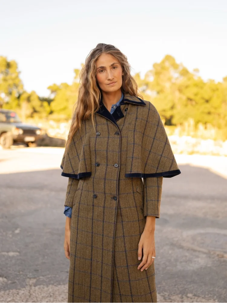 Women Chic Lapel Plaid Woolen Coat Casual Shawl Full Sleeve Double Breasted Loose Long Coat 2026 Lady Daily Commute Outwear New