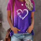 Chic Heart Print Oversized T-Shirt for Women