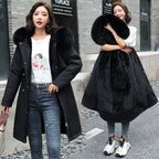Winter Parka 2024 New Women Jacket Clothes Long Coat Wool Liner Hooded Jacket Fur Collar Thick Warm Snow Wear Fashion Parka