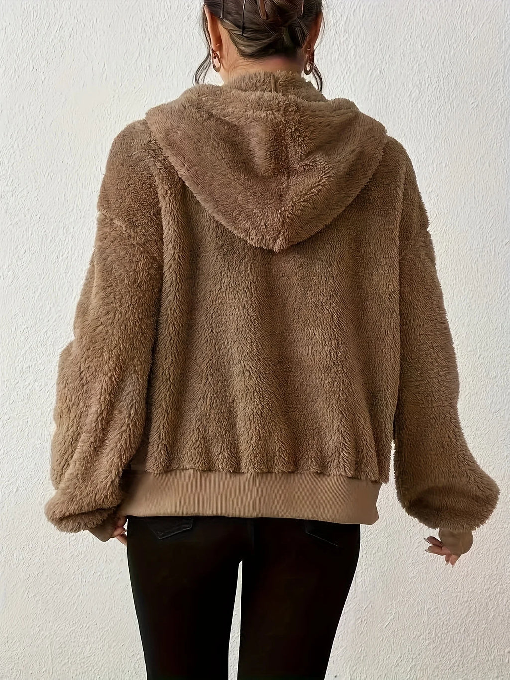 Jaqueta de moletom com capuz feminino outono e inverno com zíper de veludo cardigan top preto cinza solto ajuste