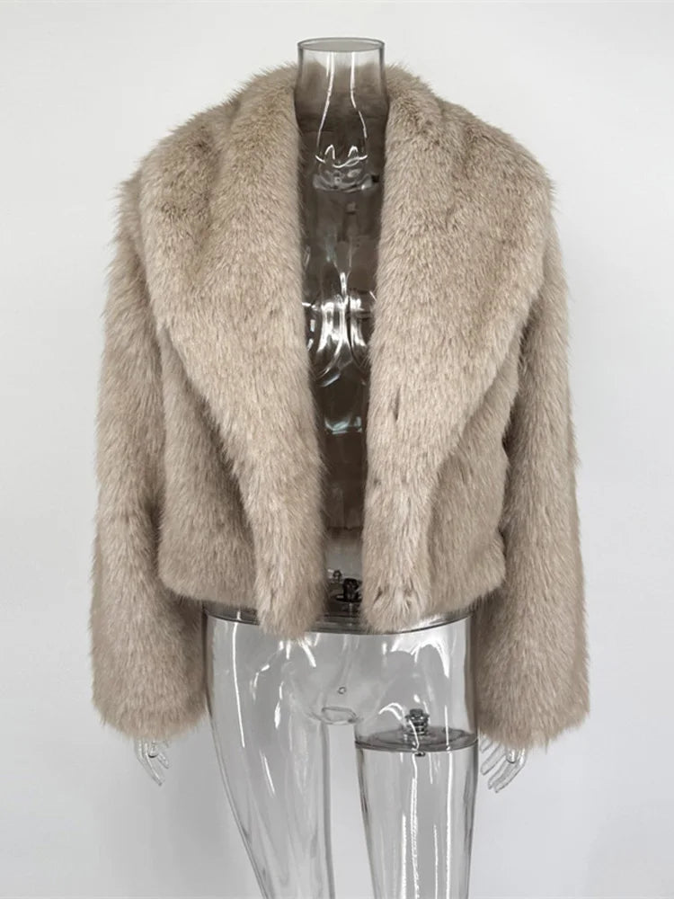 Elegant Faux Fur Feather Coat - Women's Winter Chic