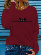 Chic Cat Graphic Women's Long Sleeve T-Shirt