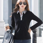 Chic Women's Long Sleeve Polo Collar Top