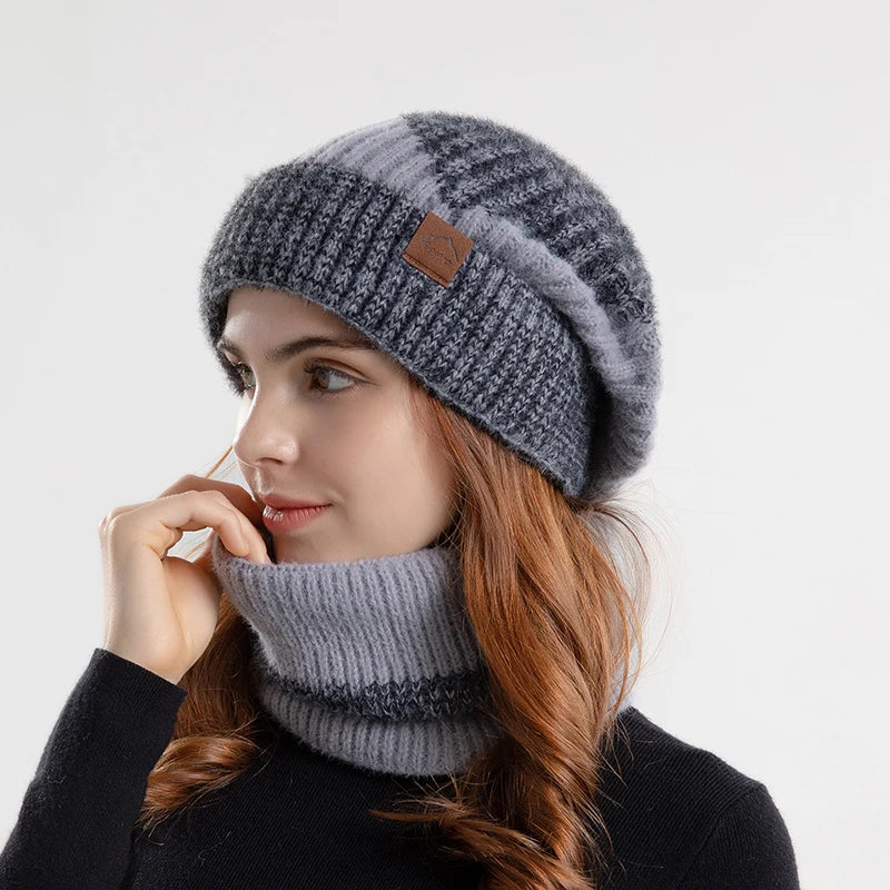 Elegant Winter Knit Hat & Scarf Set for Women