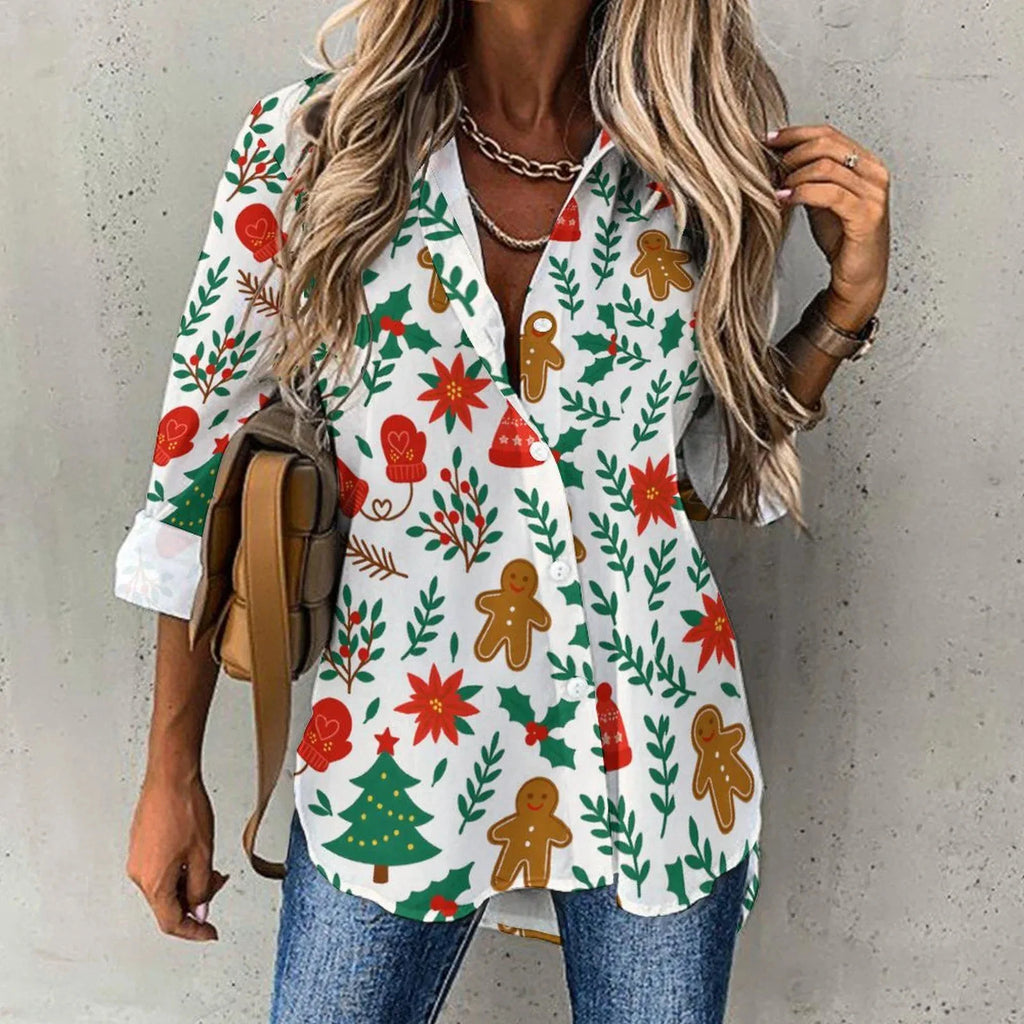 Christmas neon shirt with Christmas bear pattern for women, Christmas lights, Merry Christmas long-sleeved shirt