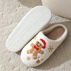 Cute Gingerbread Winter Warm Christmas Women Slippers  Slides Couple Houseshoes Men Bedroom Flat Soft Sole Home Shoes for Gift