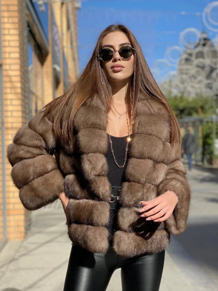 Women's Faux Fur Plush Cropped Coats Solid Lapel Hidden Button Full Sleeves Loose Short Coat 2025 Lady Daily Winter Down Jacket
