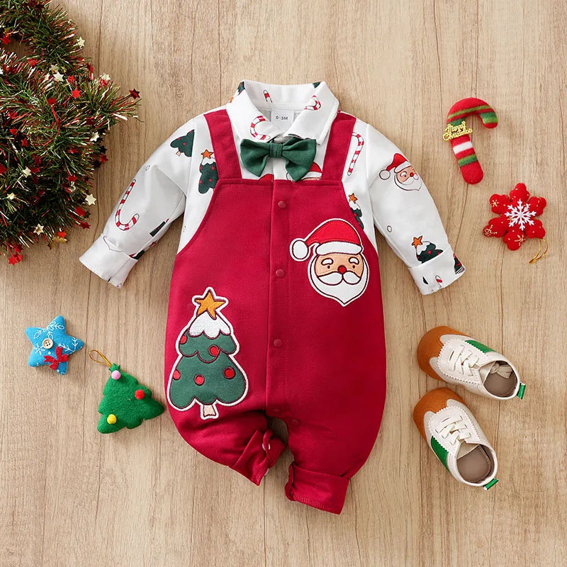 Christmas Newborn Baby Romper cotton Winter velvet green Santa Elk long sleeve Unisex Baby Bodysuits  0-18 months baby Clothes