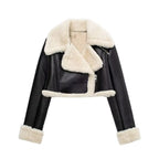 Chic Faux Leather Short Jacket - Warm & Stylish