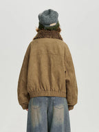 Jaqueta de camurça falsa shearling vintage para mulheres inverno grosso casaco quente retro cordeiro velo guarnição outerwear casual streetwear