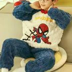 Winter Marvel Children Clothing Boys Sleepwear Set Flannel Thick Long Sleeve Warm Set Pajamas Two Pieces Kids Clothes Spiderman