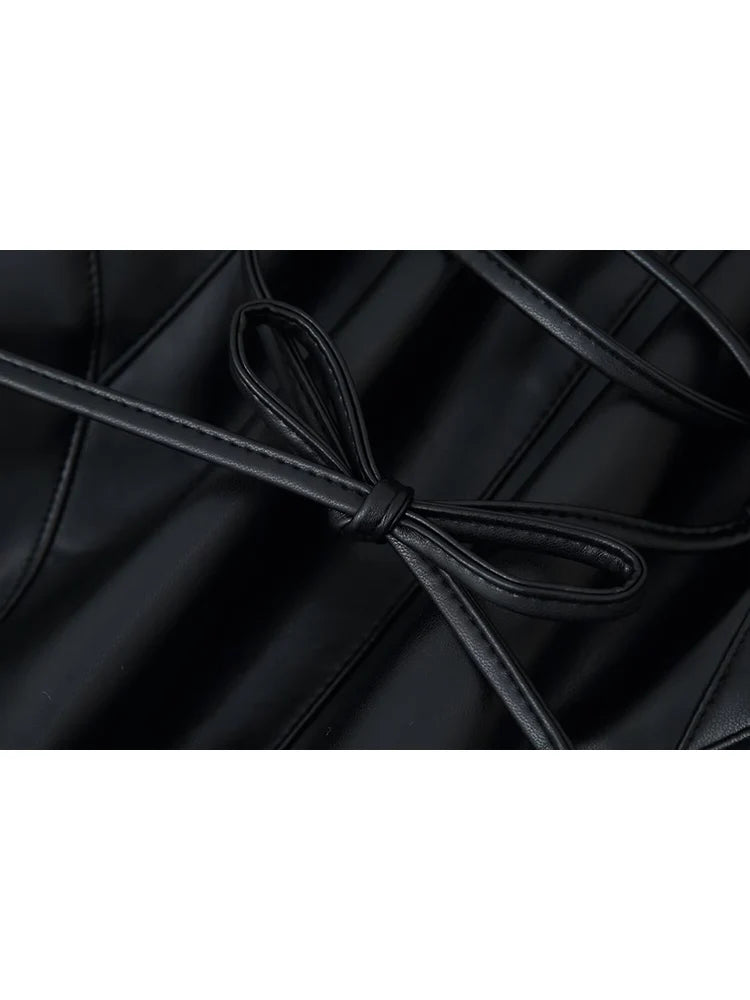 New Women Slim Imitation Fur Collar Jacket Chic Pu Leather Long Sleeve Button Winter Warm Streetwear Fashion Faux Leater Coat