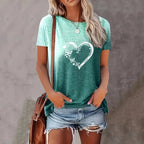 Chic Heart Print Oversized T-Shirt for Women