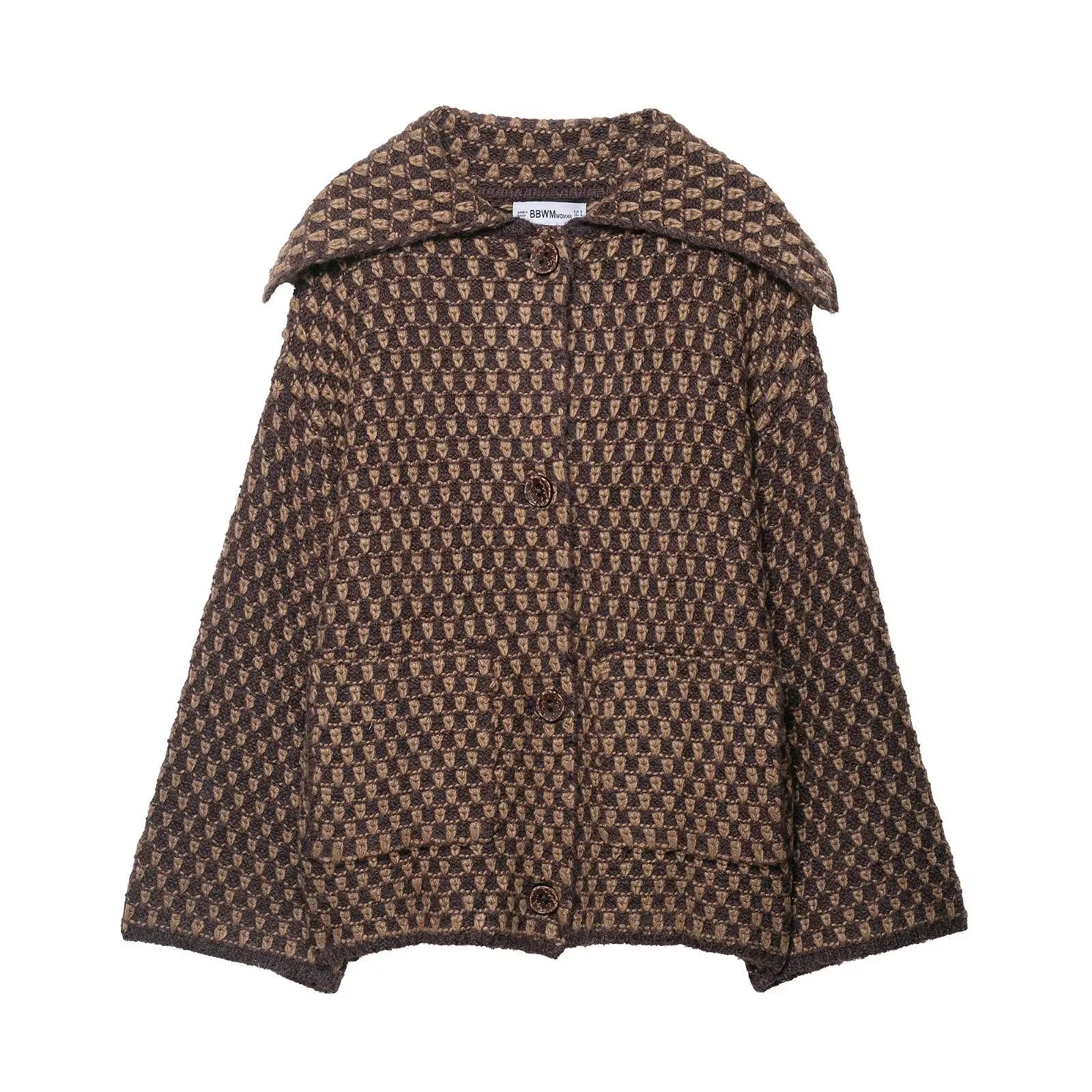 Elegant Autumn Brown Knitted Cardigan for Women