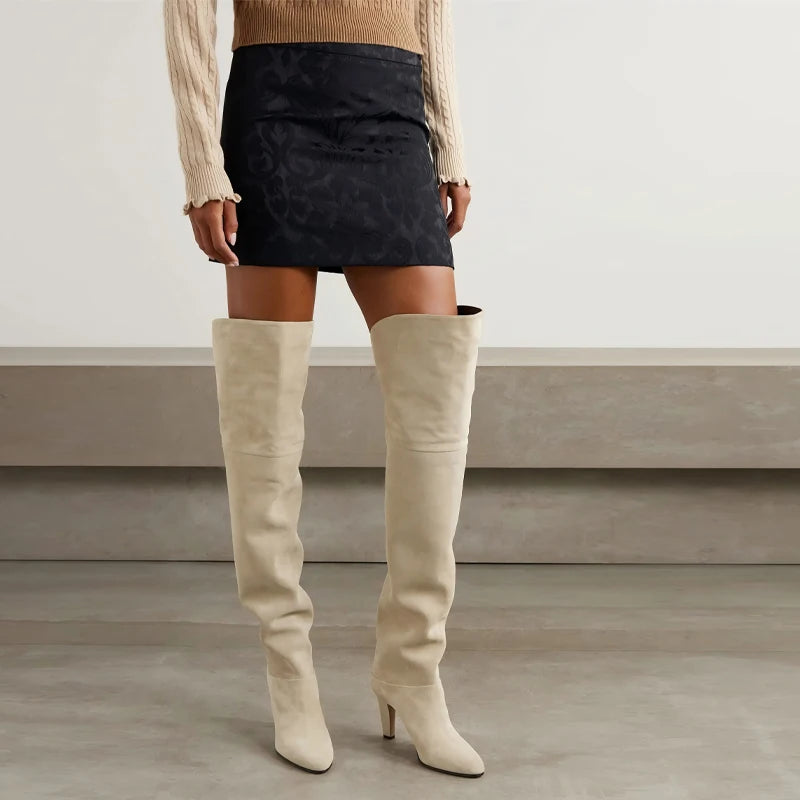 Chic Suede Knee-High Boots for Winter Elegance