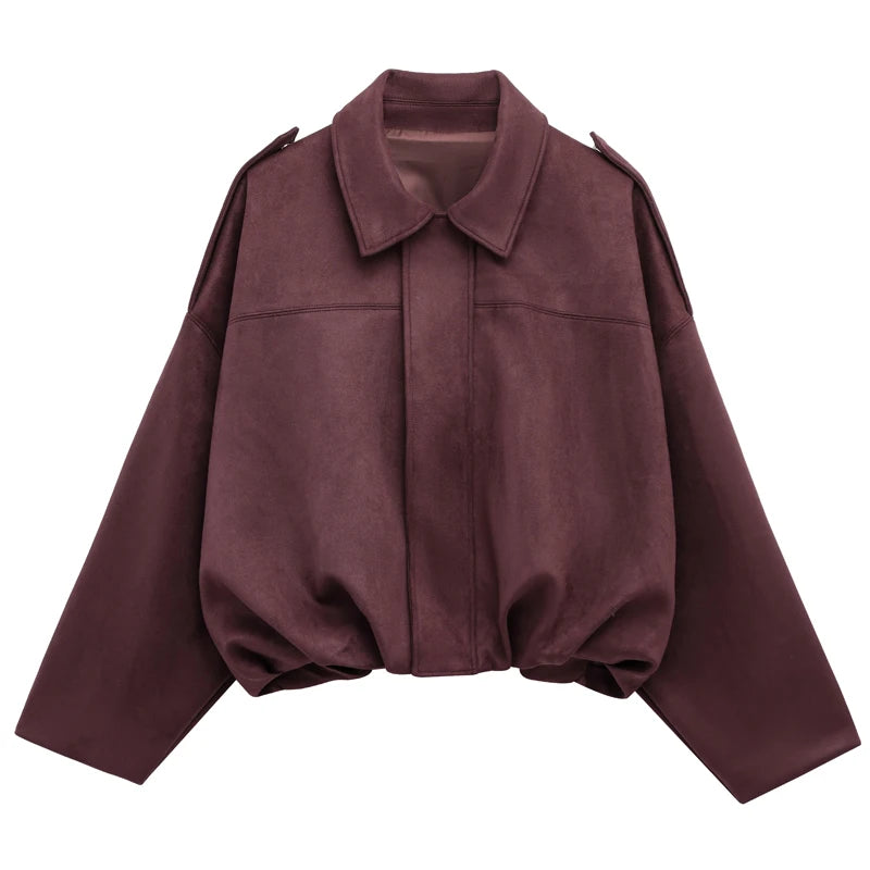 Elegant Minimalist Suede Bomber Jacket