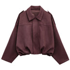 Elegant Minimalist Suede Bomber Jacket