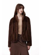 Lautaro Autumn Winter Short Brown Thick Warm Soft Faux Mink Fur Coat Women Stand Collar Elegant Luxury Chic Fluffy Jacket 2025
