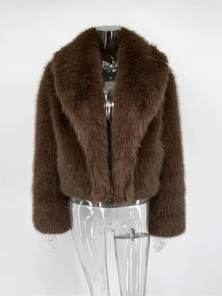 Elegant Faux Fur Feather Coat - Women's Winter Chic