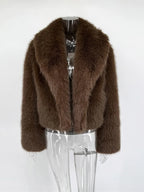 Elegant Faux Fur Feather Coat - Women's Winter Chic