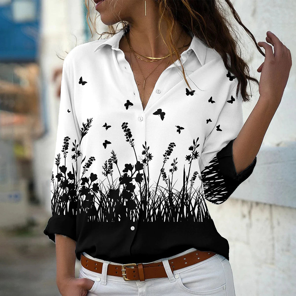 Elegant Women's Loose Fit Floral Blouse