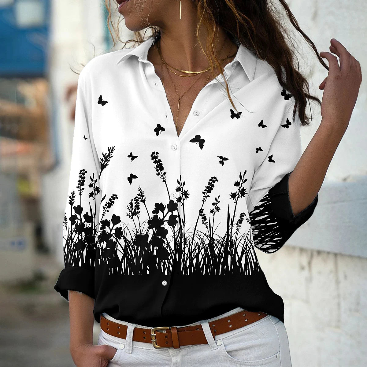 Elegant Women's Loose Fit Floral Blouse