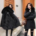 Elegant Women's Hooded Parka - Mid-Length Warmth