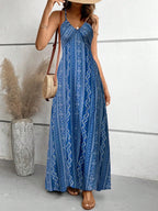 Elegant Ethnic Summer Maxi Dress with Thigh Slit & Ruffles