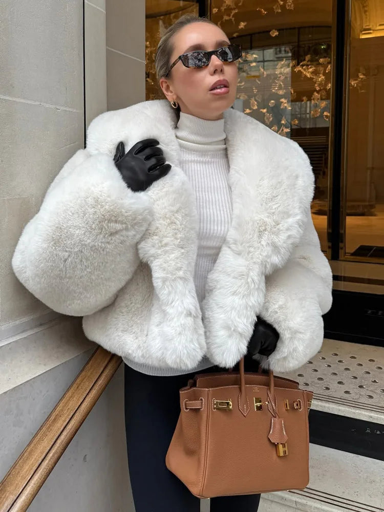 Tossy Winter Fashion Fur Feather Outwear For Women Lapel High Waist Warm Loose Long Sleeve Commute Coat Female Fur Feather 2025