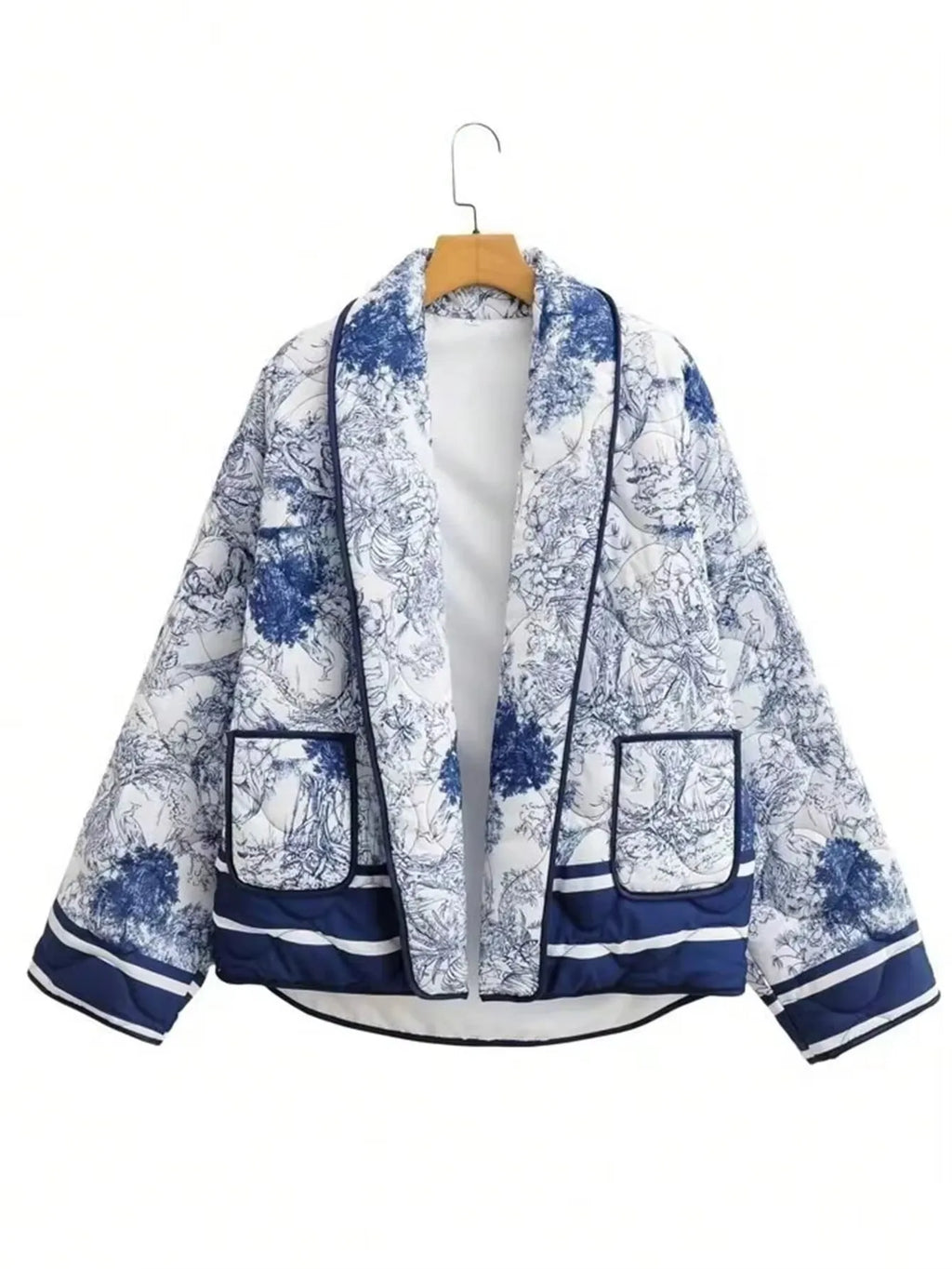 Elegant Quilted Jacket with Pockets - Women's Fashion