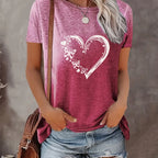 Chic Heart Print Oversized T-Shirt for Women