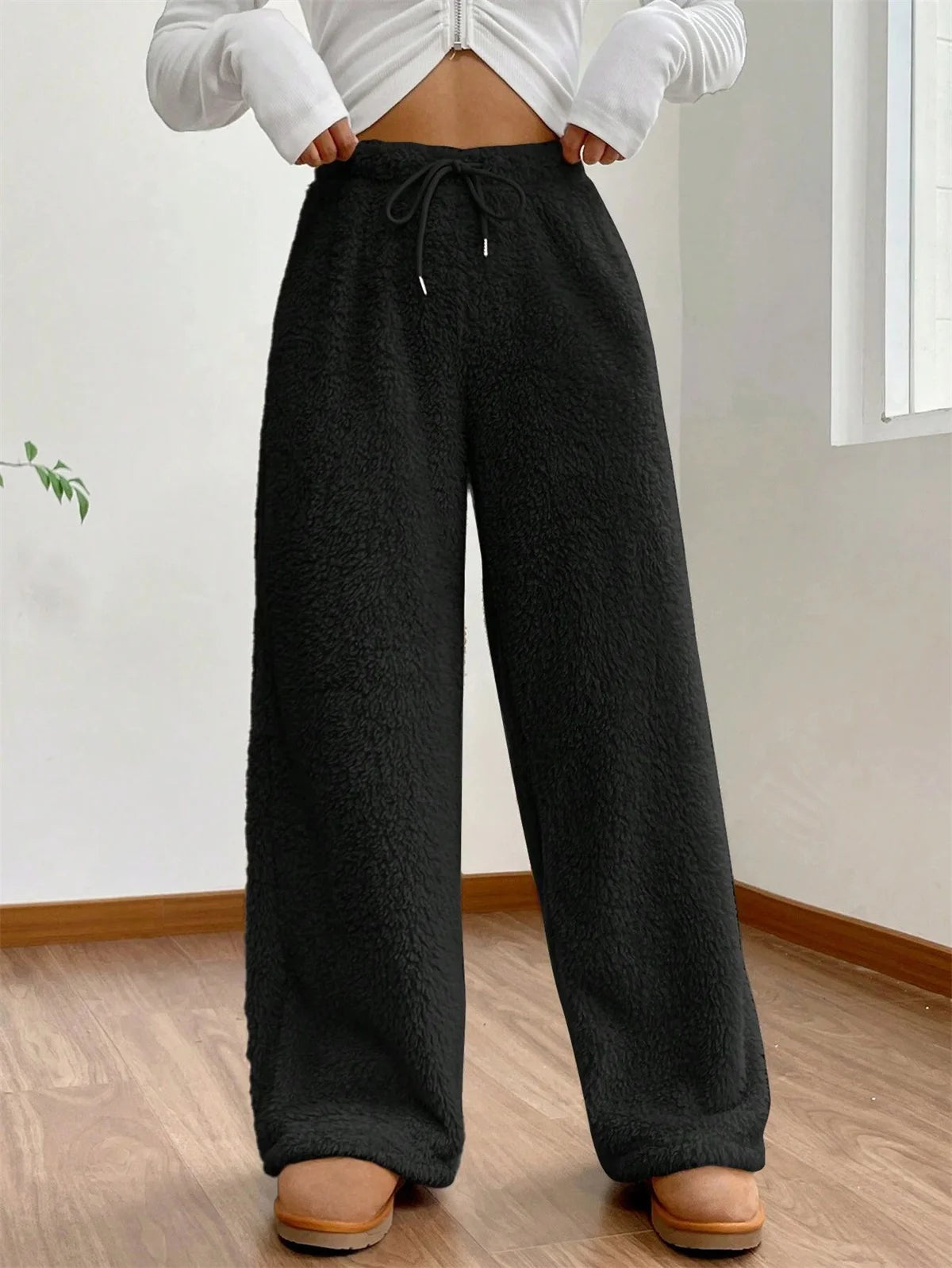 Chic Plush Drawstring Pants - Ultimate Cozy Elegance