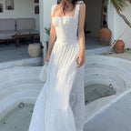 WhereMery Temperament Sexy Backless Maxi Dress Hollow Out Mesh Ruched Halter Long Dresses Elegant Women Autumn For 2024 Vestidos