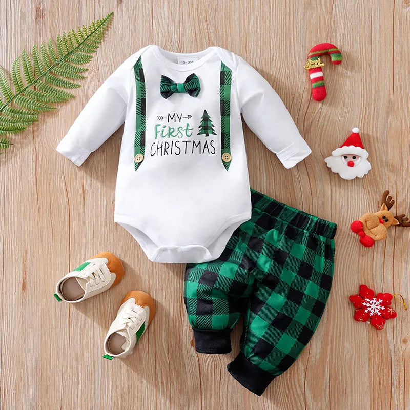 Christmas Newborn Baby Romper cotton Winter velvet green Santa Elk long sleeve Unisex Baby Bodysuits  0-18 months baby Clothes
