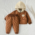 2Pcs Winter Baby Boy Fleece Inside Clothes Set Hooded Jacket+Pant Infant Toddler Child Clothing Suit Coat Baby Clothes For 1-3Y